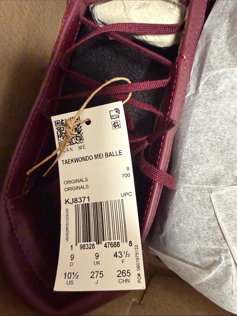 adidas Burgundy Satin Lace-Up Taekwondo Mei Ballet Flats - Picture 13 of 13